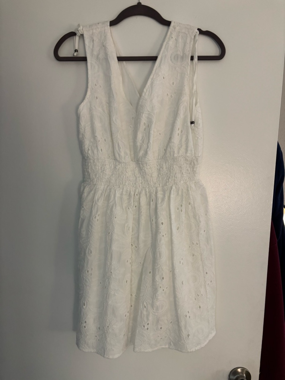 Dear John White Eyelet V-Neck Dress